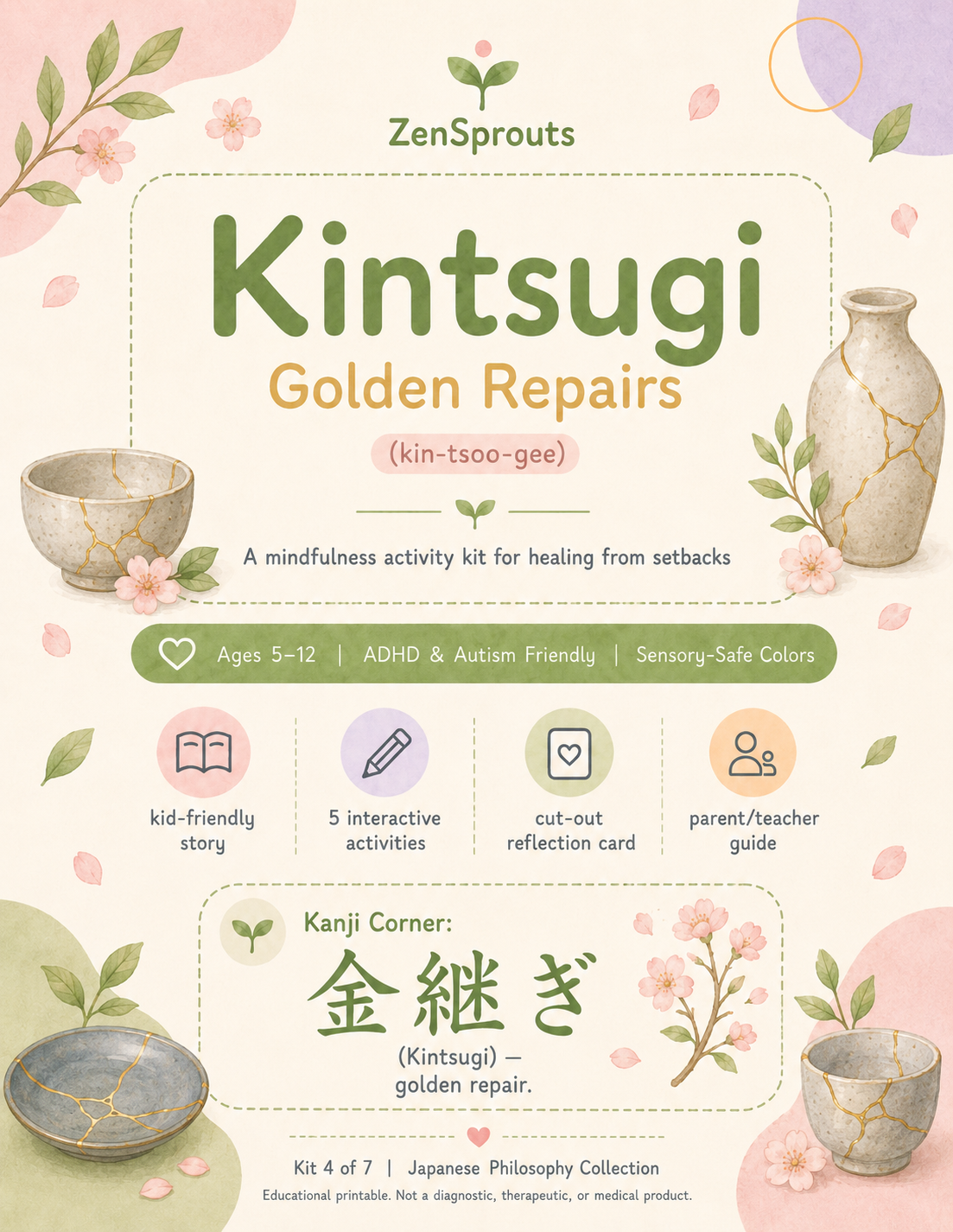 Kintsugi printable kit cover